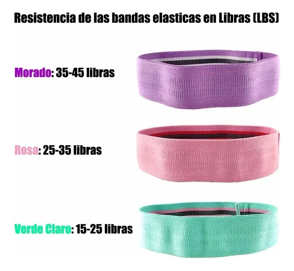 Bandas Elásticas Pro, 3 Pcs De Tela Con Bolso Yoga Gianpa 4
