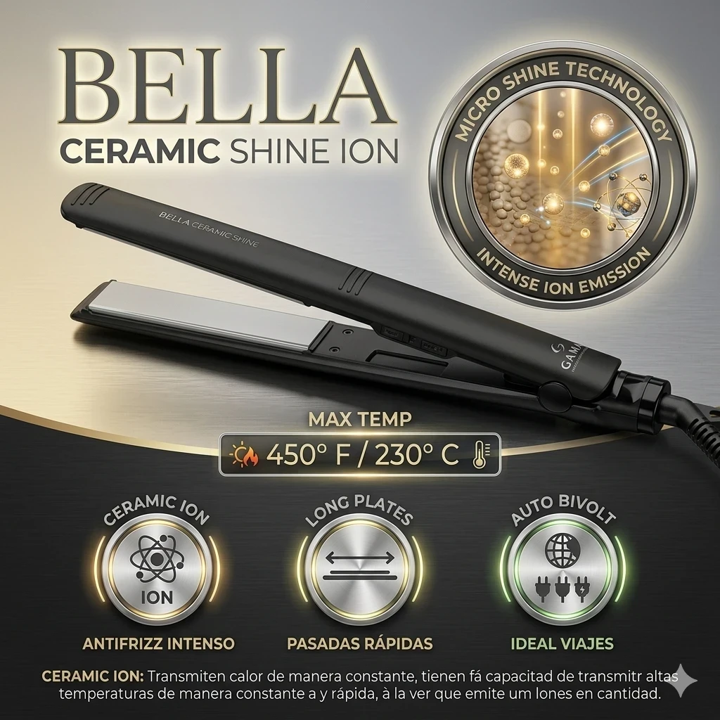 Planchita De Pelo Ga.ma Bella Ceramic Shine Ion Ultra Slim