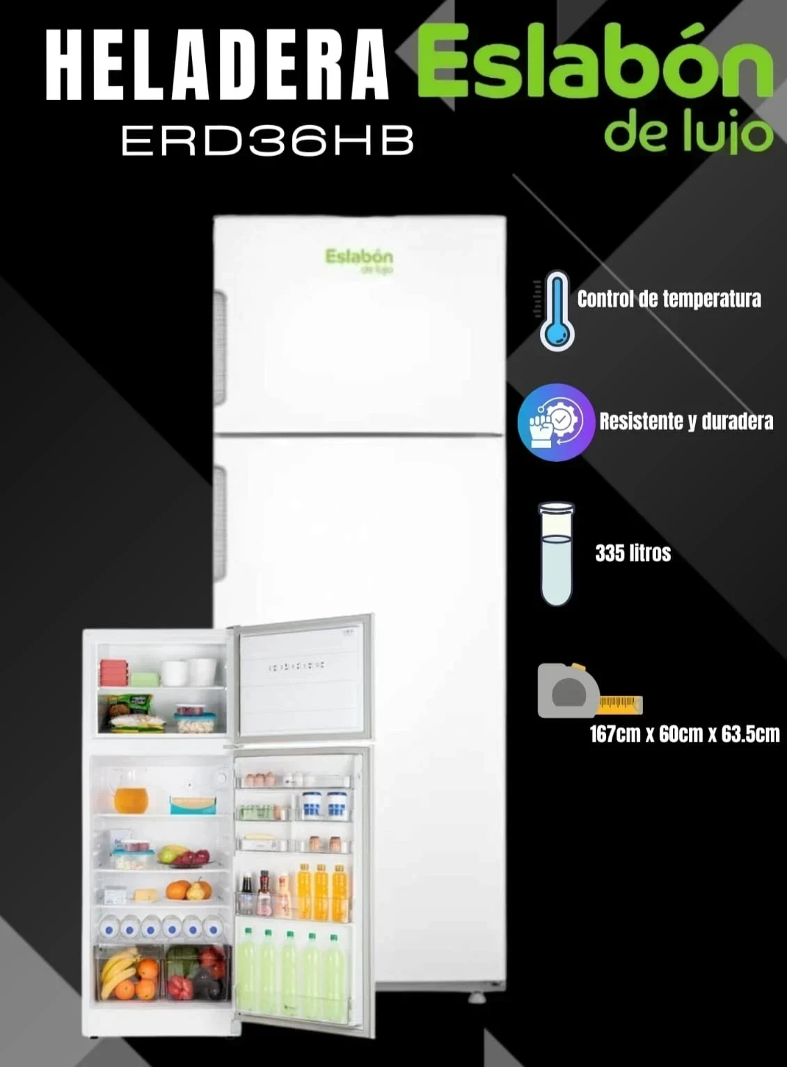 HELADERA ESLABON DE LUJO 335LTS