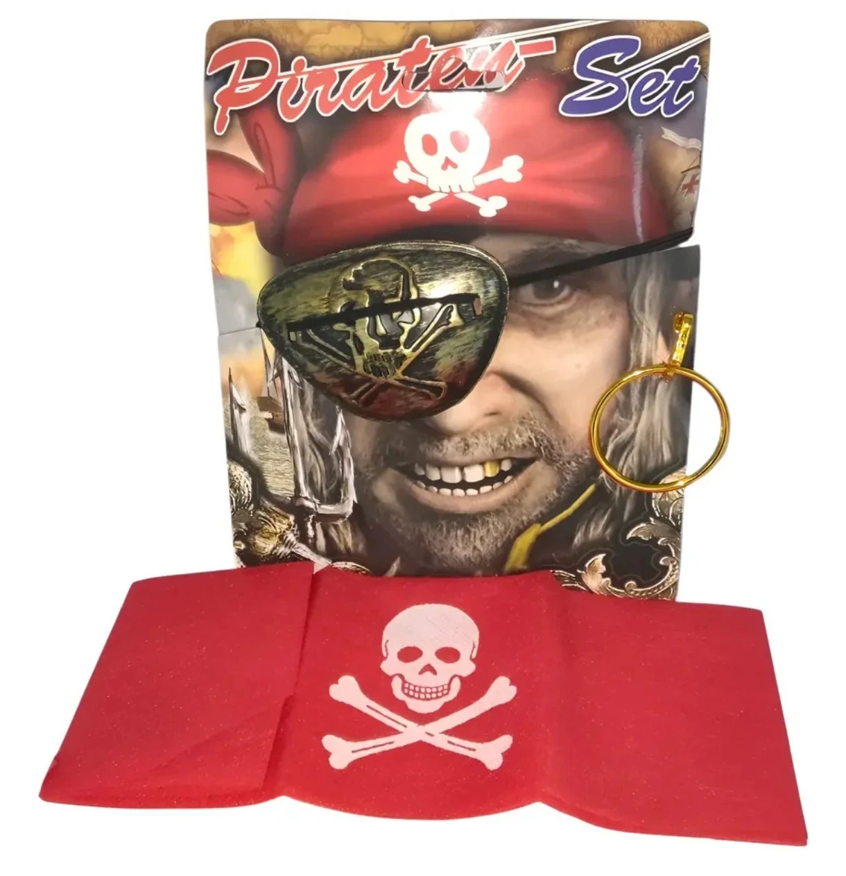 Set 3 piezas pirata aro/parche/bandana