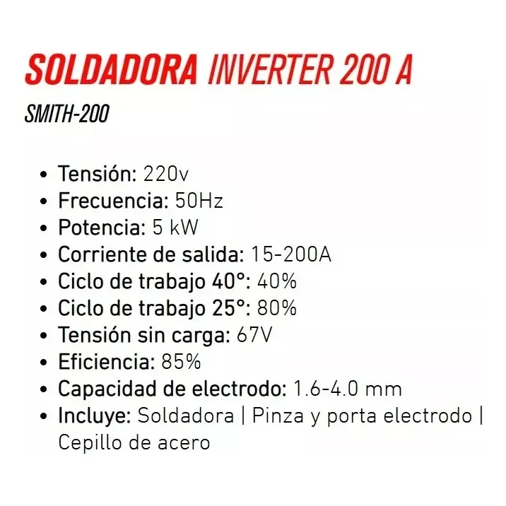 Soldadora Inverter 200 Amp Maquina Soldar Electrica 220v Rojo 8