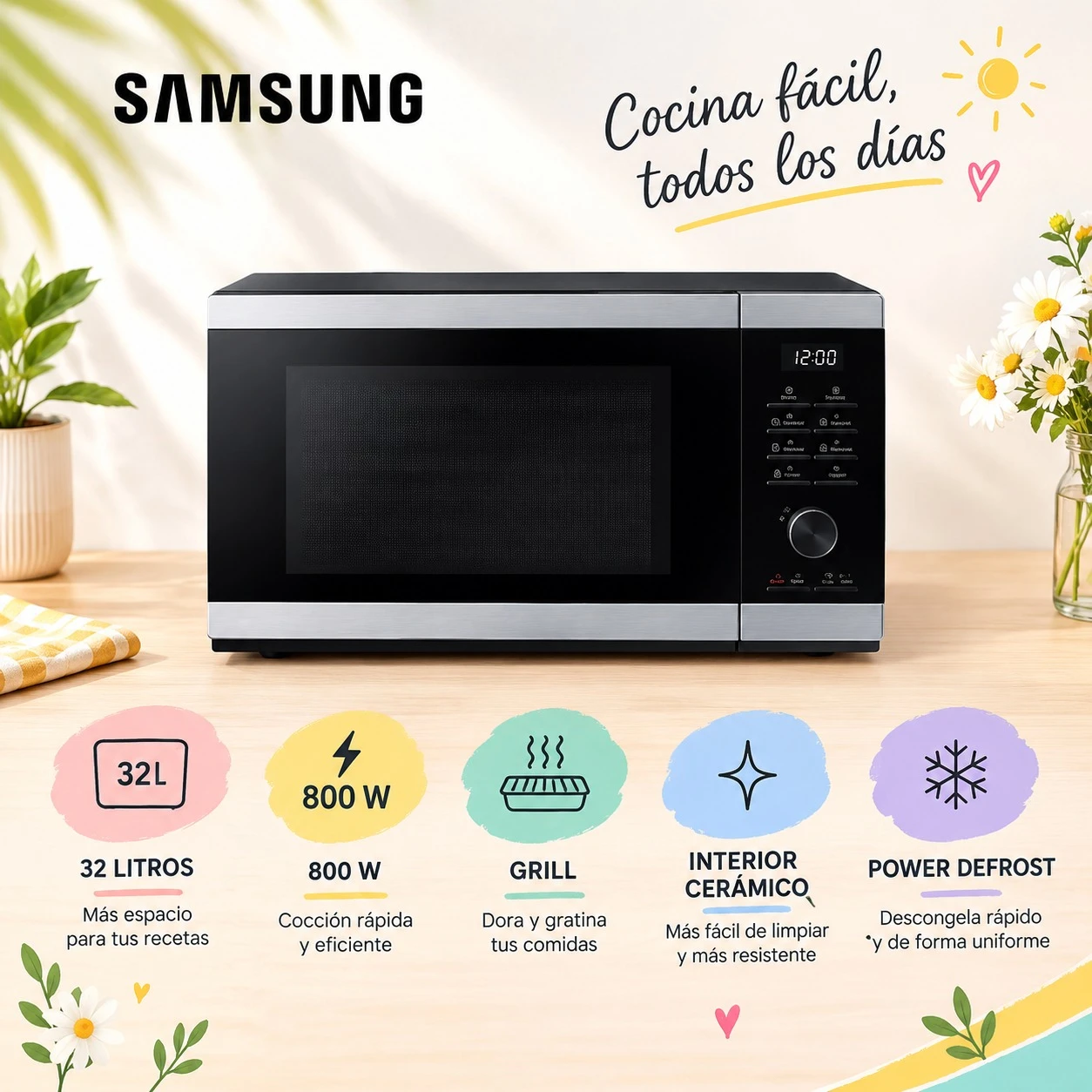 MICROONDAS SAMSUNG 32LTS MG32DG4524ATBG SILVER