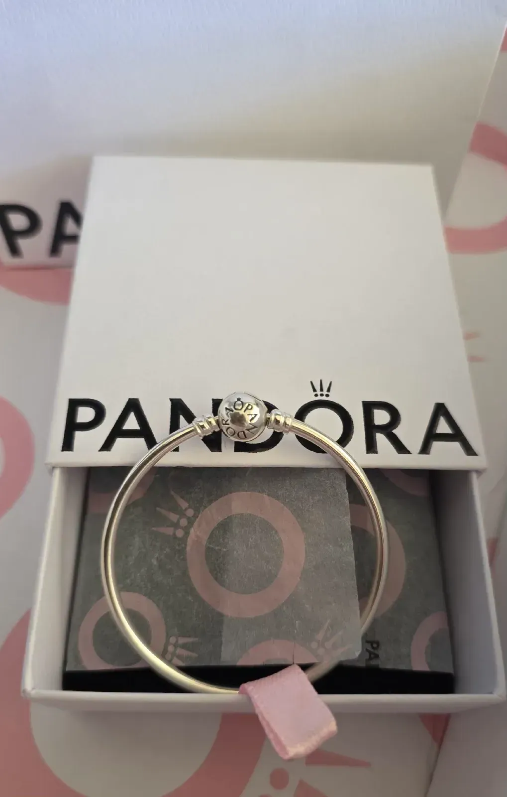 Pandora bangle ball clasp silver moments bracelet  3