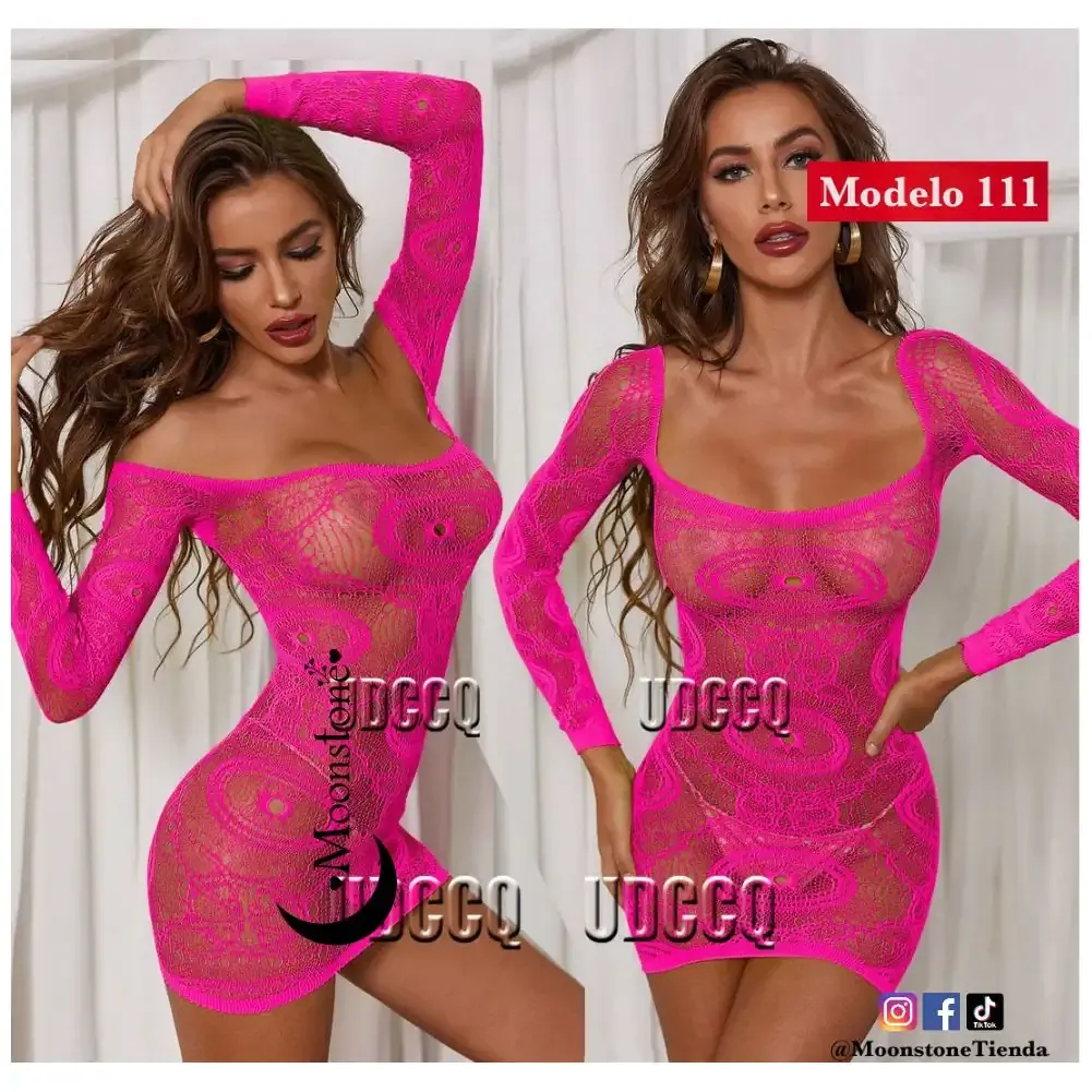 Modelo 111 Vestido fucsia malla tribales