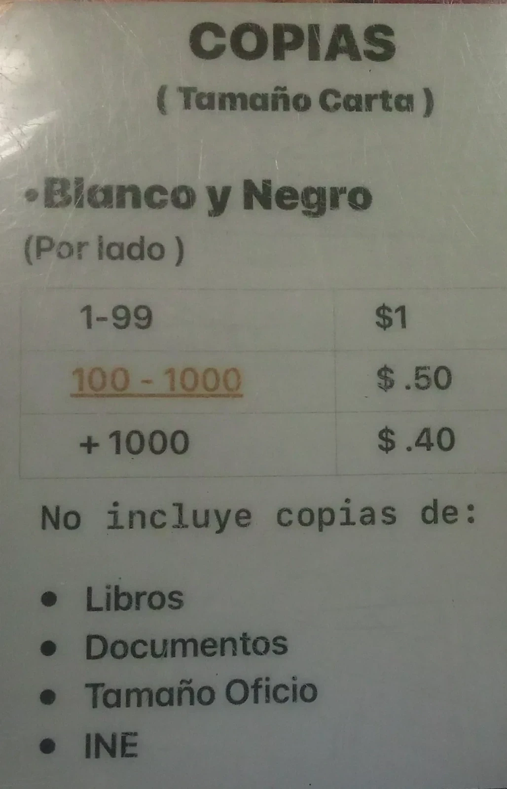 Copias blanco y negro , carta  2
