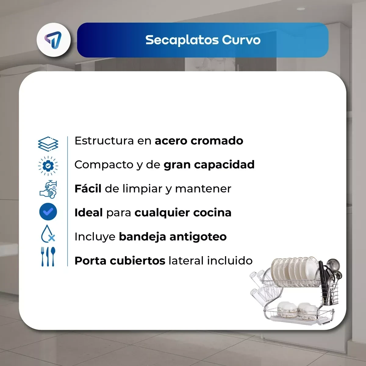 Secaplatos Escurridor Dos Pisos Cromado Inoxidable Waggs 2