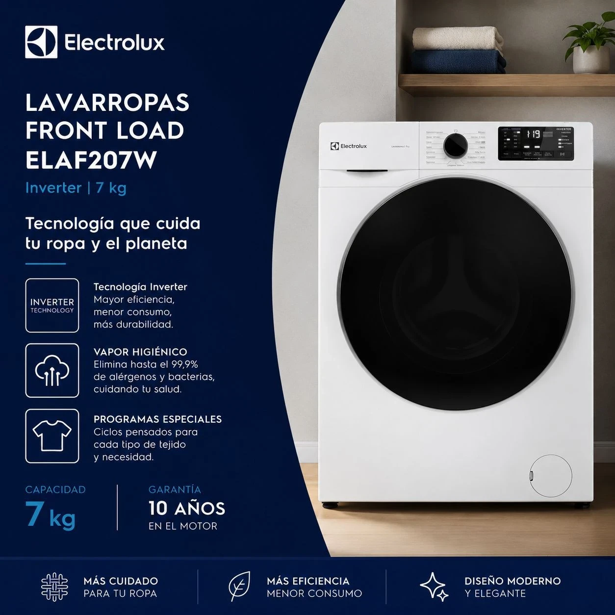 LAVARROPAS ELECTROLUX 7KG INVERTER