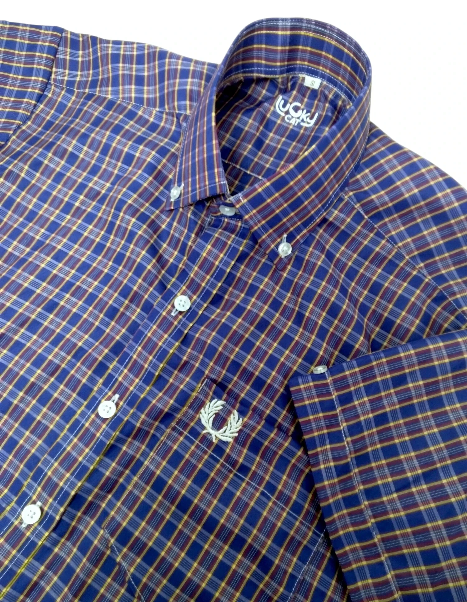 Camisa a cuadros morado manga corta 2
