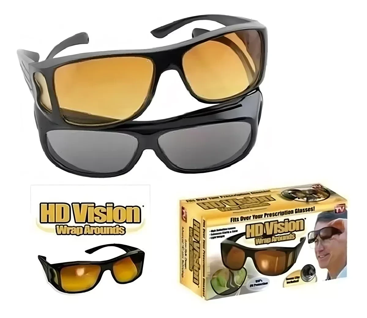 Lentes Gafas Hd Vision Dia / Noche x2