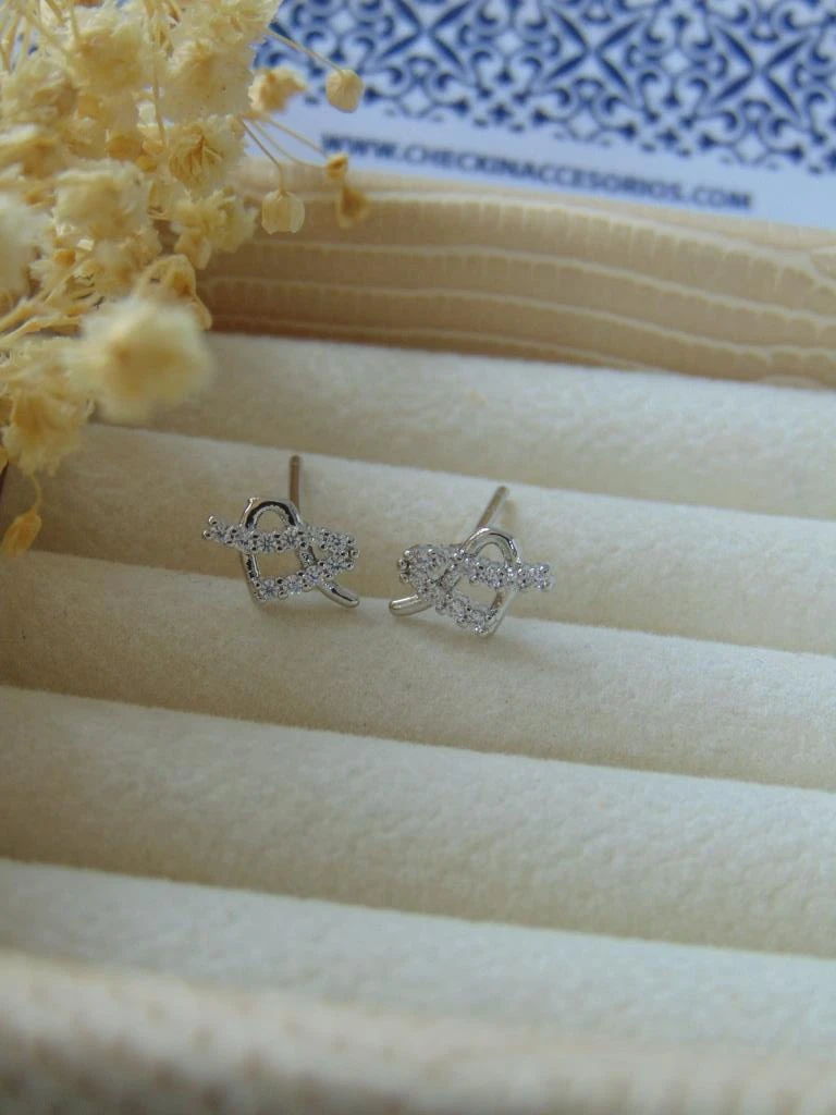 TOPOS RODIO PLATE SILUETA CORAZON MICROCIRCONES BLANCO 2
