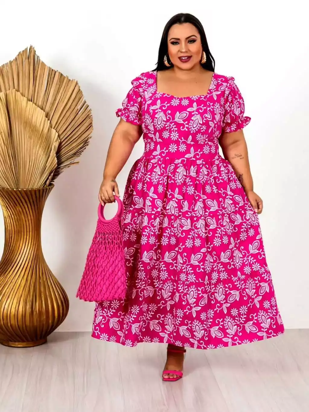 Vestido Plus Size Longuete Tricoline 