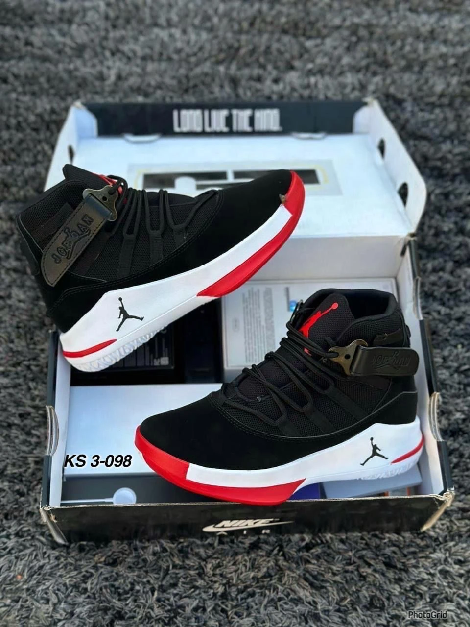Tenis Botin Jordan Full Negro Rojo Unisex 3