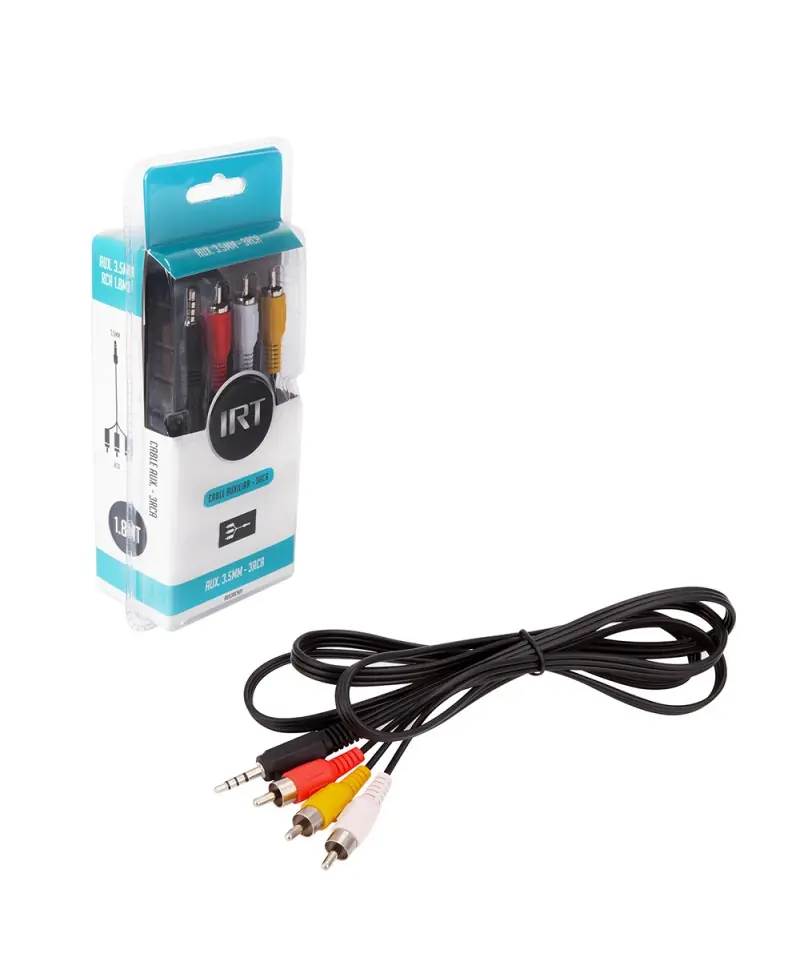 CABLE AUX MACHO - 3 RCA MACHO - 1.8 MTS  IRT