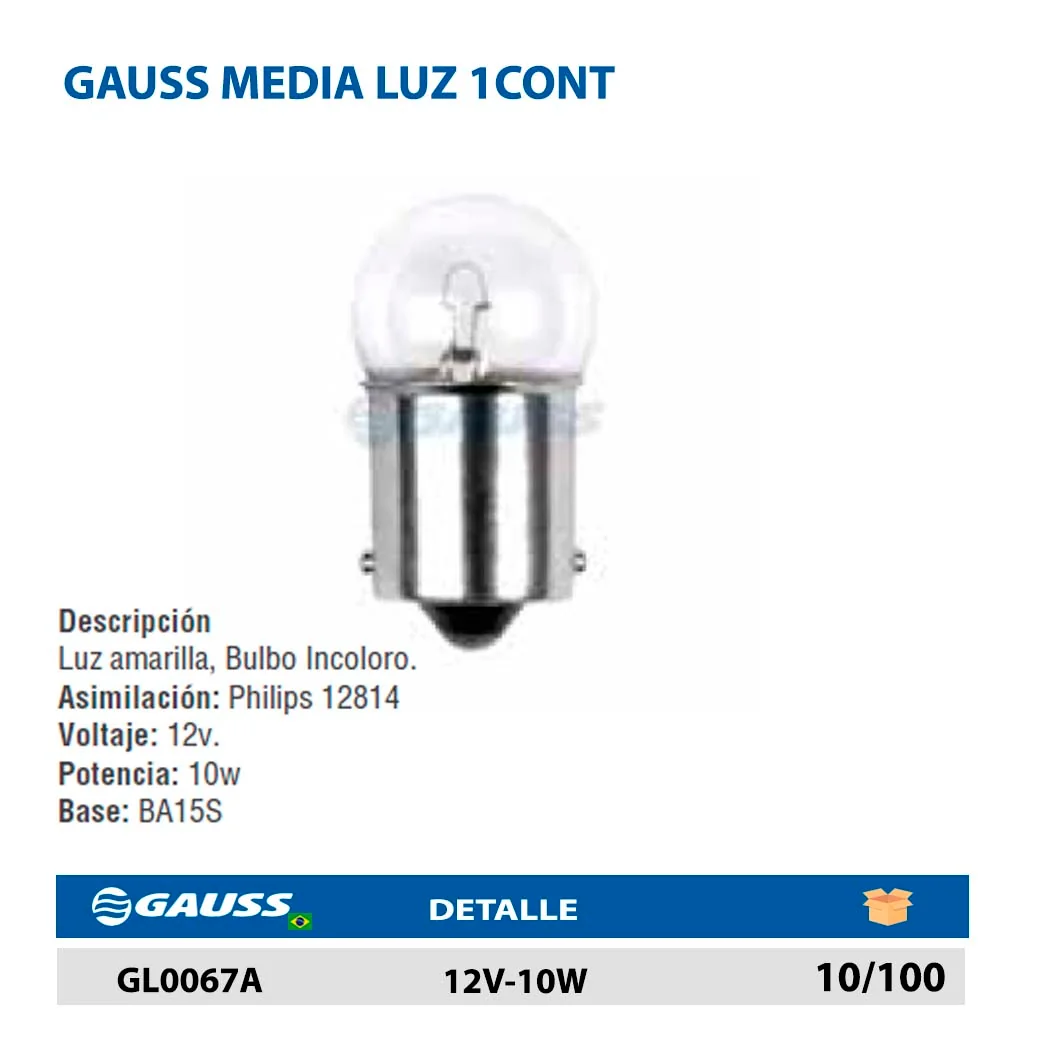 GAUSS MEDIA LUZ 1CONT 12V-10W