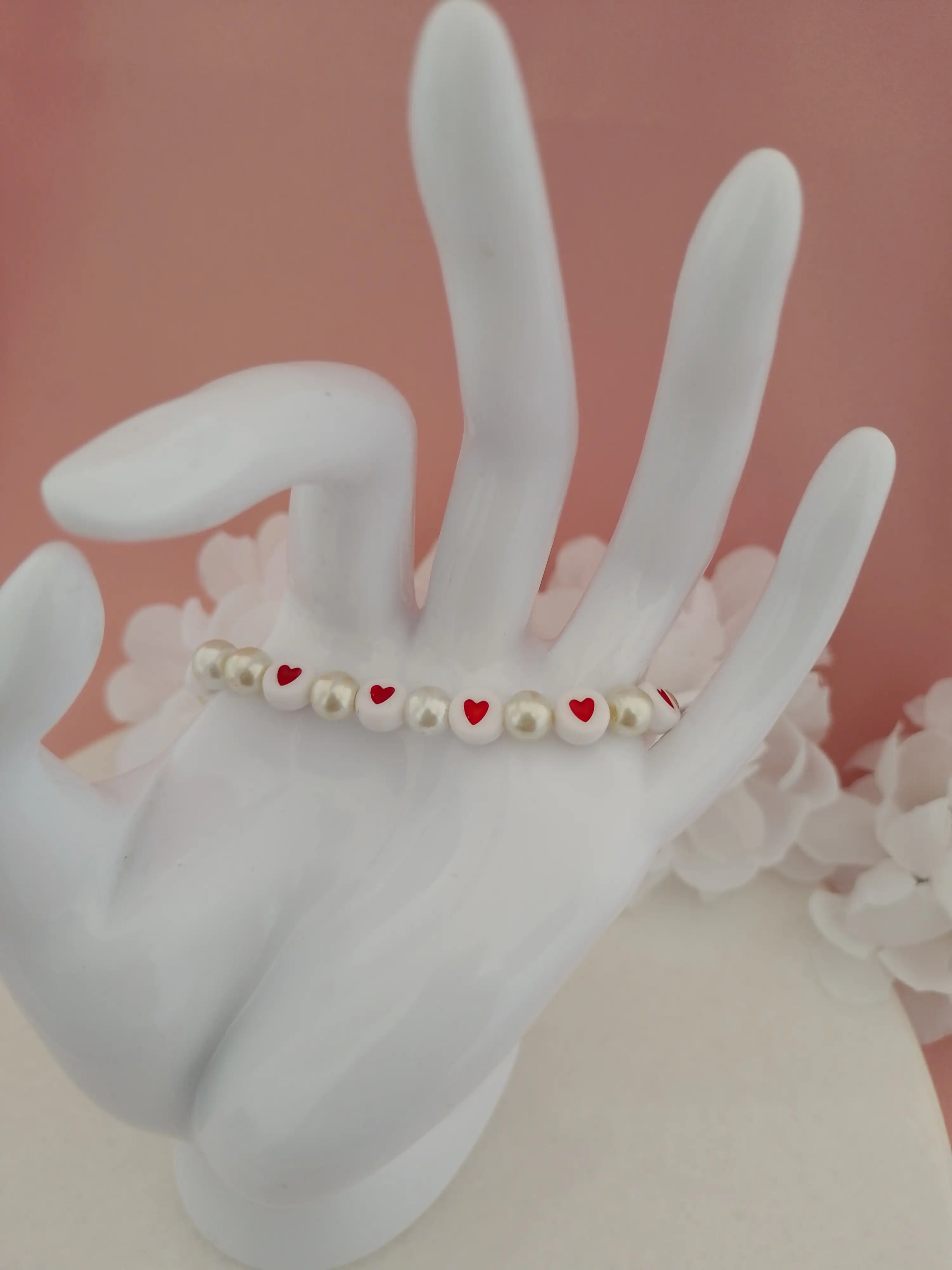 Pulsera perla y corazón  2