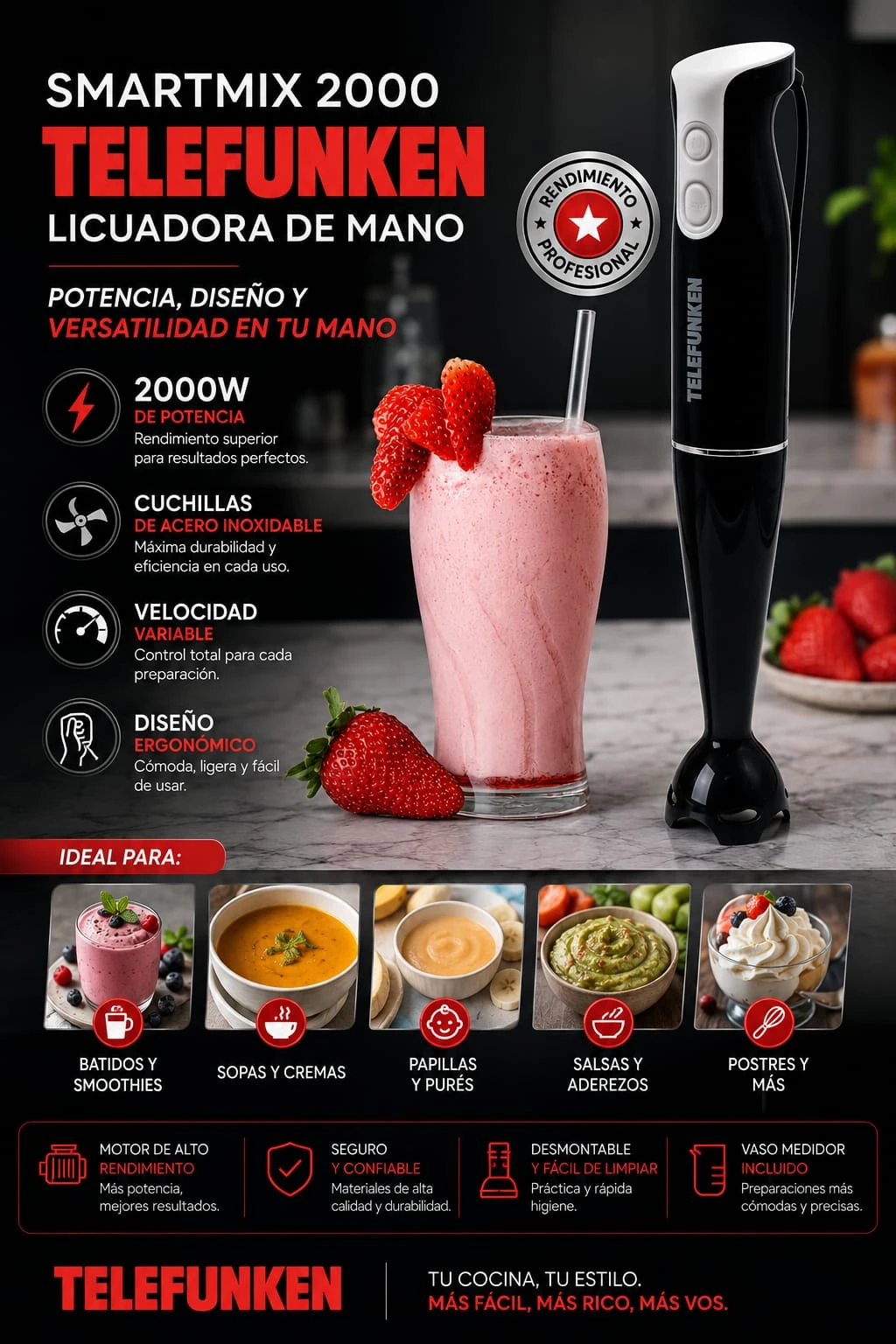 LICUADORA DE MANO SMARTMIX 2000 TELEFUNKEN