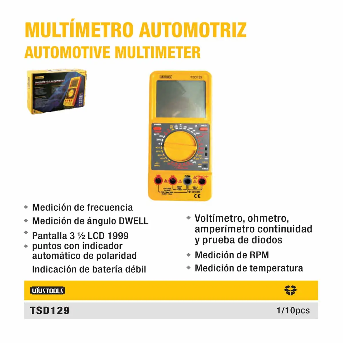 TESTER MULTIMETRO AUTOMOTRIZ PRO UYUST 200/300V