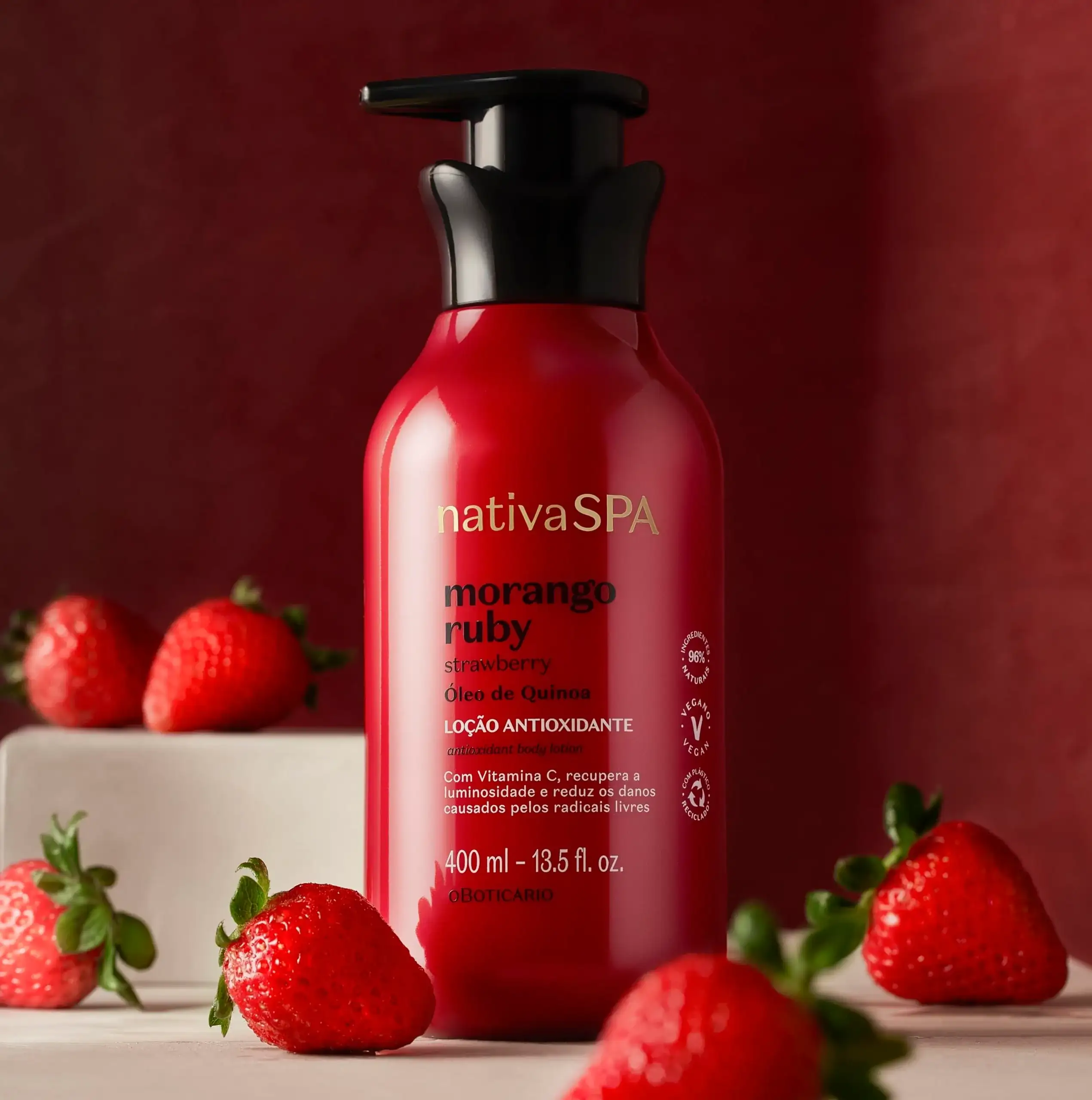 Nativa SPA Loción Hidratante Corporal Morango Ruby, 400ml 3