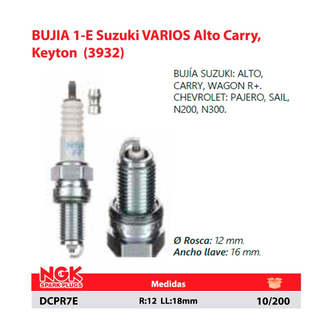 BUJIA 1-E Suzuki VARIOS Alto Carry,Keyton (3932) R:12  LL:18mm