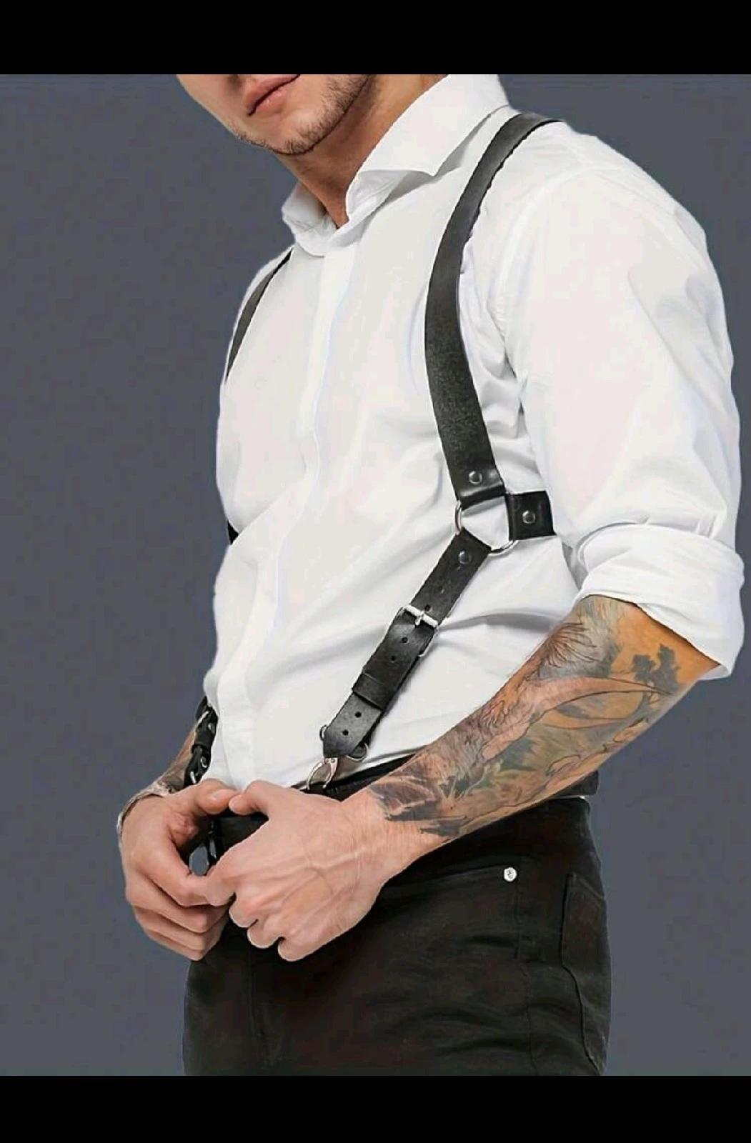 Arnés Tirante Estilo Cuero con Remaches y Argollas Estilo Punk 3
